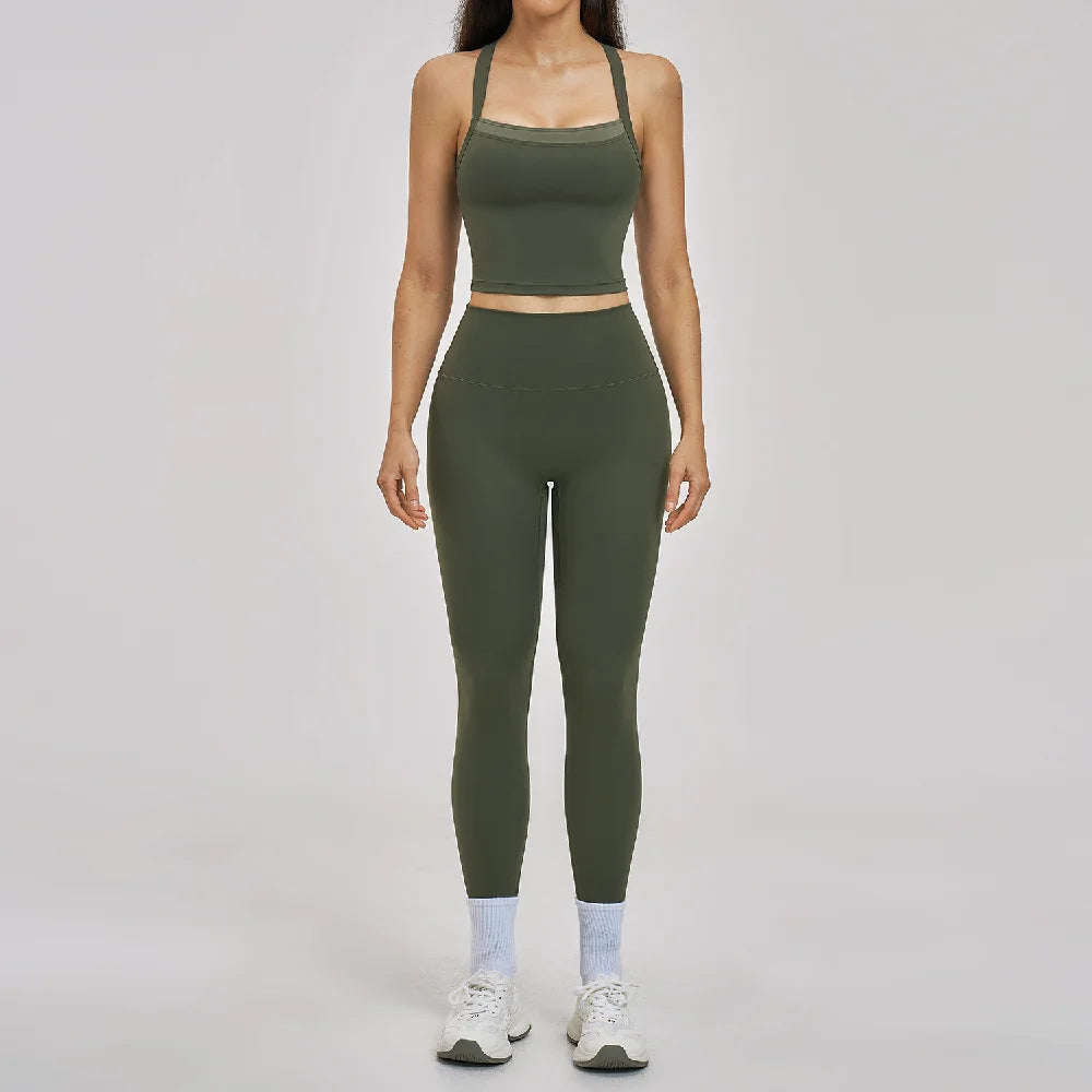 Women Gym Tracksuit Yoga Suit Sports Outfits High Waist Leggings Workout Clothes Female Fitness Running Suit Push Up Sportswear