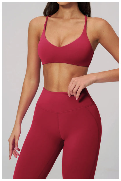 Women Cross Back Sports Underwear Breathable Yoga Bra Shockproof Fitness Top Gym Workout Underwear Female Sports Yoga Crop Top
