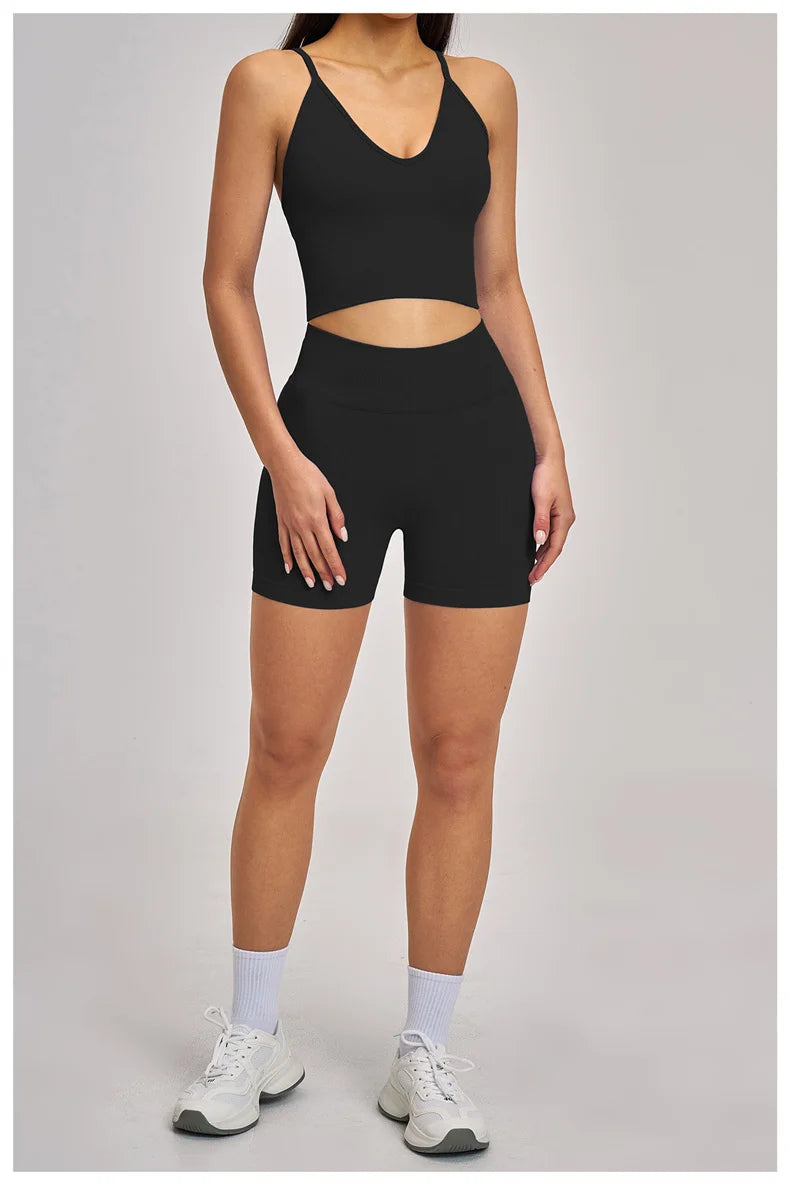 TRY TO BN Seamless Women's Tracksuit Shorts Yoga Set High Waisted Sportswear Fitness Workout Leggings Cycling Running Gym Shorts