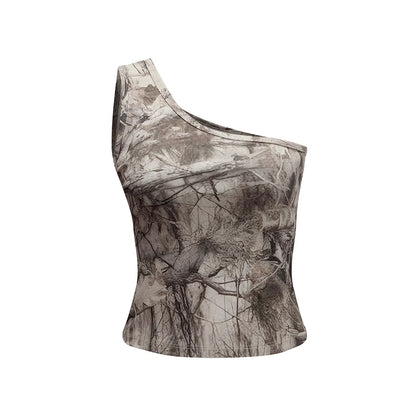 Custom LOGO women's 315G cotton polyester summer short front shoulder camouflage short-sleeved T-shirt vest casual sports suit