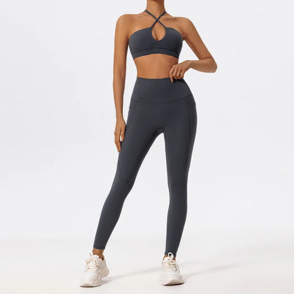 Hearuisavy Ultra-Soft Fabrics 2Pcs Sports Set Women Cross Workout Clothing Gym Suit High Waist Legging Quick Dry Yoga Clothes