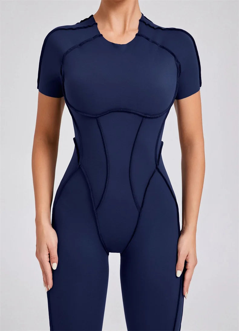 TRY TO BN Sport Jumpsuit Short Sleeves Backless Fitness Yoga Pant Workout Bodysuit One Piece Sportswear Tights Women Gym Clothes