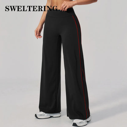 Yoga Pants Women High Waist Wide Leg Trousers Tummy Control Straight Workout Sports Pants Female Casual Fitness Bell-bottoms