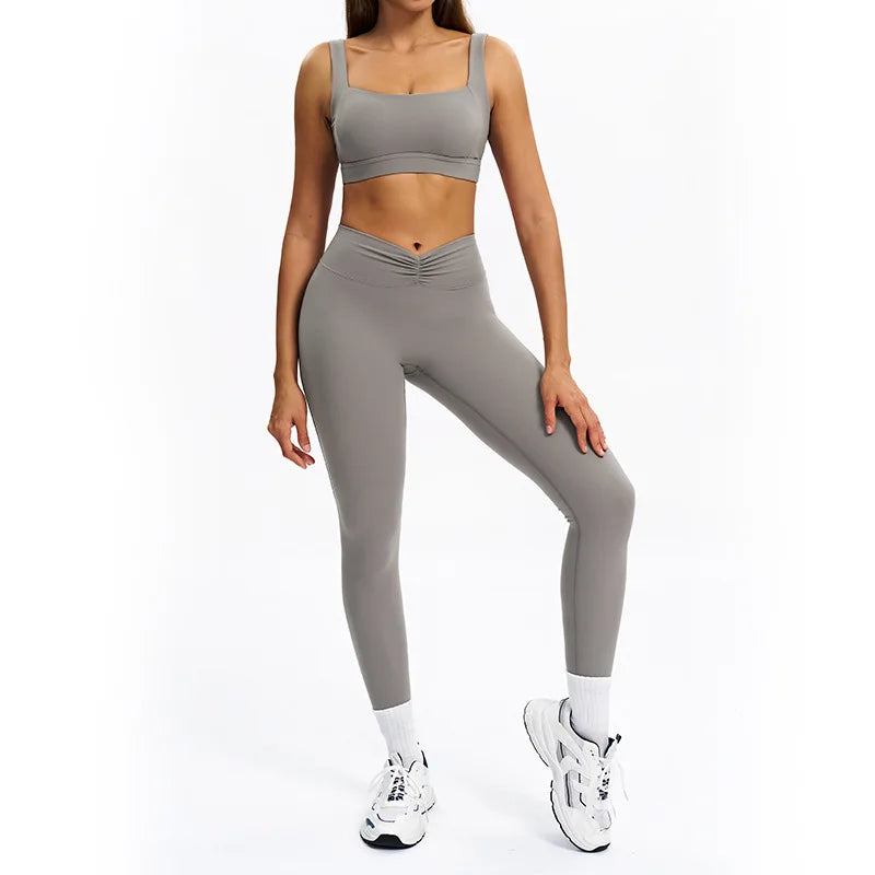SWELTERING 2PCS Yoga Set Fitness Gym Tracksuit Sportswear Women Workout Outfits High Waist Leggings Sports Bra Athletic Wear