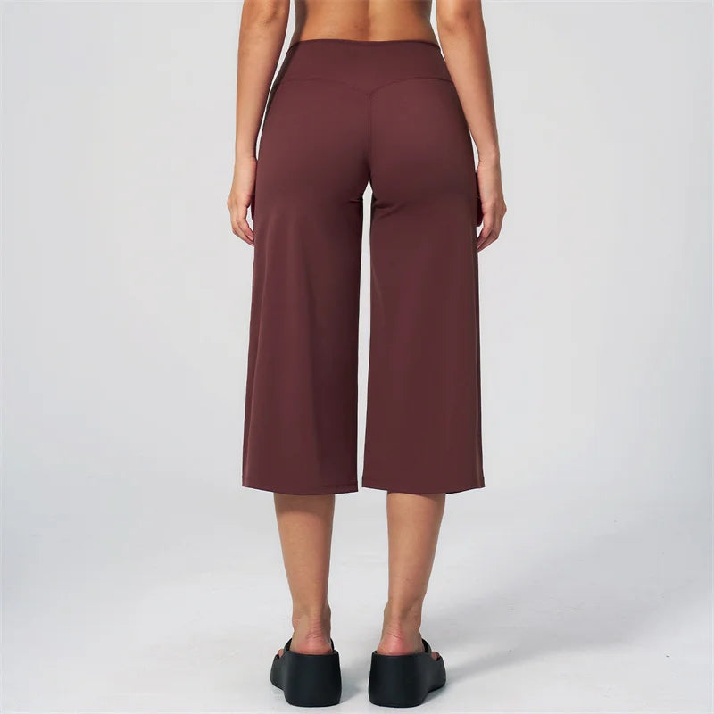 TRY TO BN Wide Leg Yoga Medium Pants Women Naked Feel High Waist Tummy Control Buttery Soft Gym Fitness Running Workout Bottoms