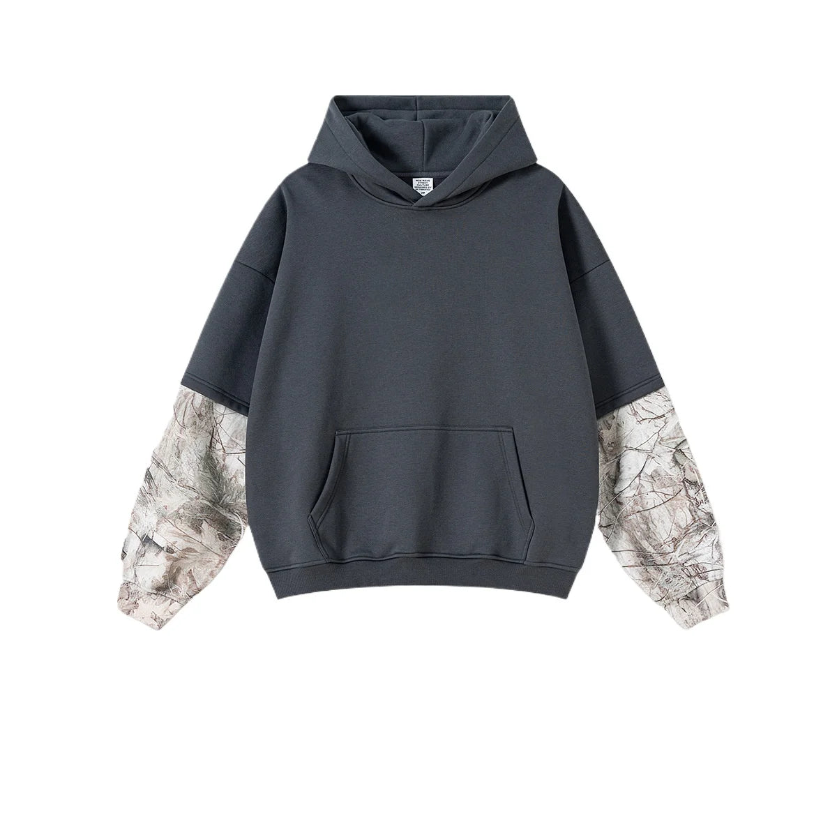 Custom LOGO Men's 2025 Autumn New 340G fleece-lined Fake Two-piece Camouflage Sweater T-Shirt Casual Pants Set
