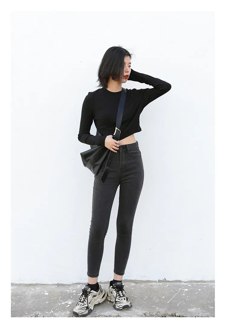 CHIC VEN Women Jeans Solid Slim Retro High Waisted Small Leg Denim Pant Skinny Pant Spring Autumn 2026