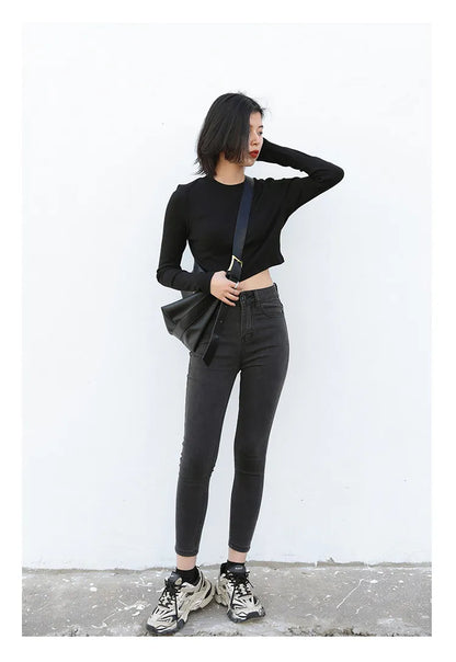 CHIC VEN Women Jeans Solid Slim Retro High Waisted Small Leg Denim Pant Skinny Pant Spring Autumn 2026