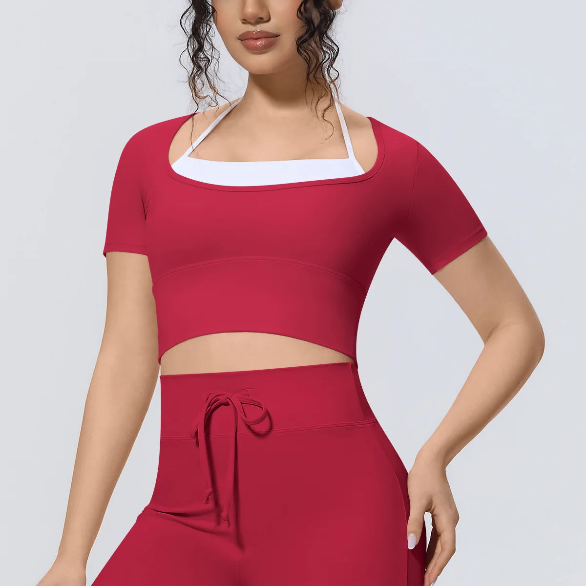 Yoga Sexy Dance Clothes High Elastic Sports T-shirt Women Fitness Top Short Sleeves Running Shirts Gym Push Up Workout Top Tee