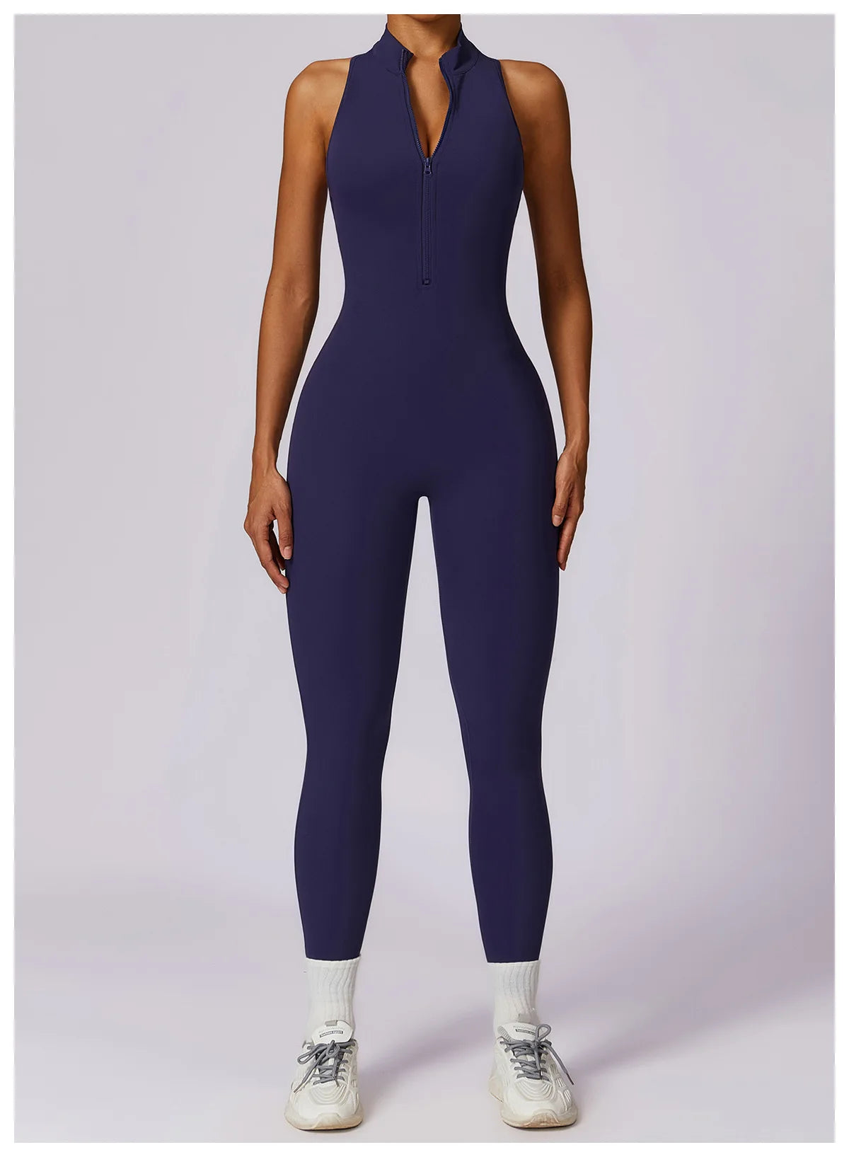 Summer V Back One-piece Suit Women Sports Jumpsuit Zippers Yoga Rompers Backless Sportswear Women Sleeveles Workout Bodysuits