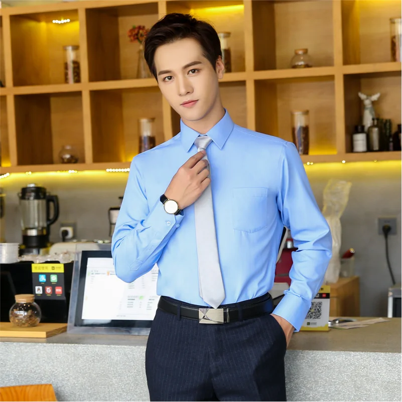 Casual Men's Long Sleeve Business Shirt Custom Logo Excellent Team Personal Professional Shirt Embroidery Printing Brand Design