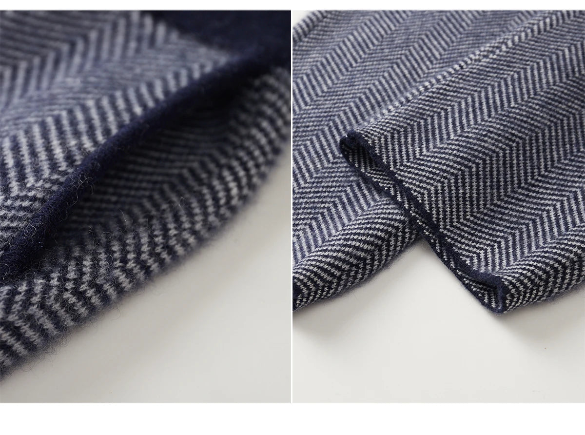 Soft 100% Merino Wool Straight-leg Pants For Men Jacquard Warm Knitted Pants Autumn Winter Thick Bottom Wear