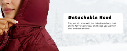 TACVASEN Womens Long Quilted Puffer Hood Jackets Winter Lightweight Warm Insulated Coat Windproof Waterproof Parkas with Pockets