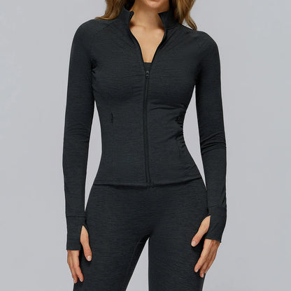 Zip Fitness Clothes Women Long Sleeve Sports Jacket Gym Clothes Woman Yoga Shirt Quick Dry Top Sunscreen Sportswear Yoga Clothes