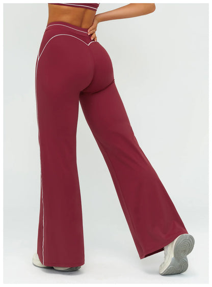 High Waist Yoga Wide Leg Pants Women Gym Fitness Bell-bottoms Pants Push Up Sports Trousers Female Casual Workout Flared Pants