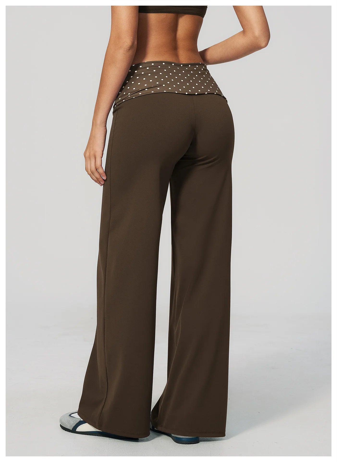Custom LOGO women's sports trousers retro splicing polka dots folded waist fitness hip lift abdomen yoga trousers