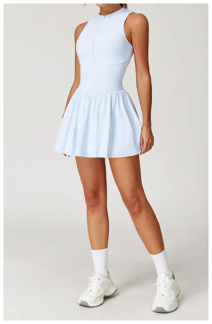 Tennis Skirt Sports Fitness Stand-up Collar Anti-light Golf Badminton Casual Fitness Workout Clothing Gym Yoga Suit for Women