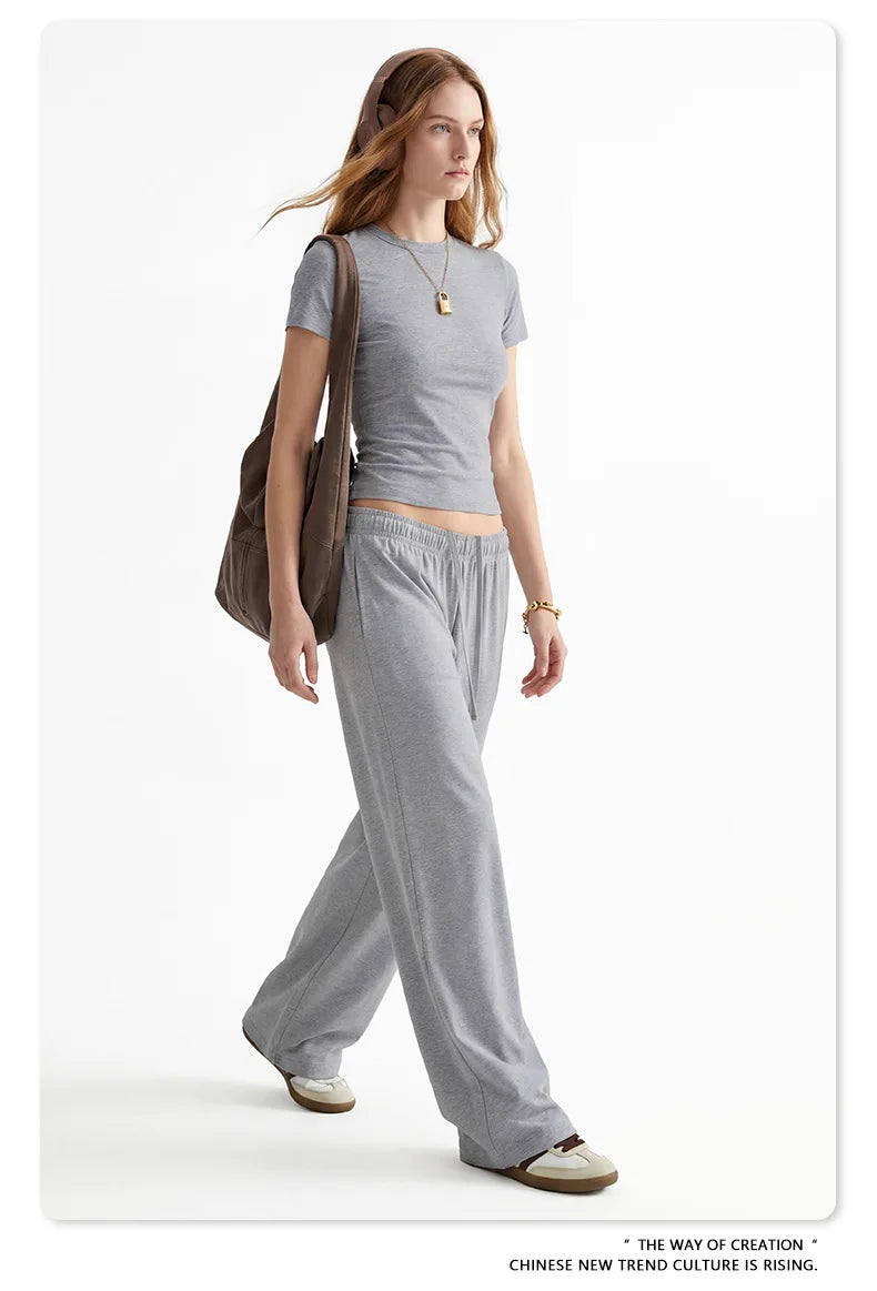 Custom LOGO women's spring summer new 200G high-elastic short slim-fit short-sleeved trousers casual sports two-piece set