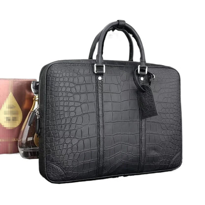 Real crocodile belly leather business men's business briefcase authentic crocodile leather men's large laptop handbag