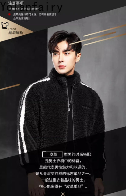 YOLANFAIRY 100% Wool Mens Real Fur Coat Men Luxury Clothing Winter Jacket For Men High Quality Short Jacket куртка мужская 2024
