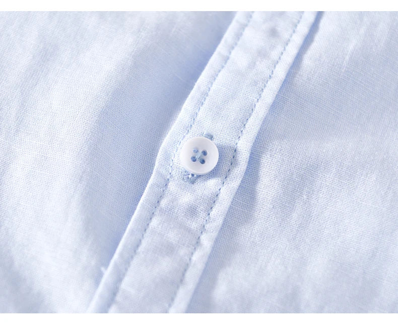 Summer Linen Cotton Men's POLO Collar Shirt Casual Business Short Sleeved Cardigan Fashion Loose Breathable Comfortable T-shirt