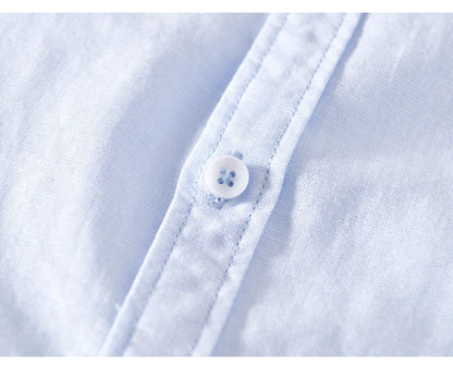 Summer Linen Cotton Men's POLO Collar Shirt Casual Business Short Sleeved Cardigan Fashion Loose Breathable Comfortable T-shirt