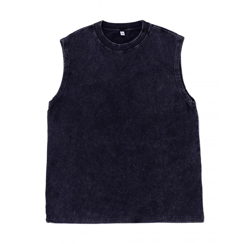 Customized Vest Street Fashion Sleeveless T-shirt Embroidery Logo 100% Cotton Shirt Printing Brand Sleeveless Vest Design