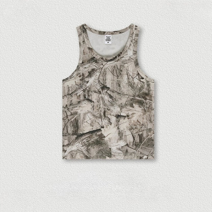 Custom LOGO men's 315G cotton polyester summer American street camouflage loose sports vest shorts outdoor fitness set