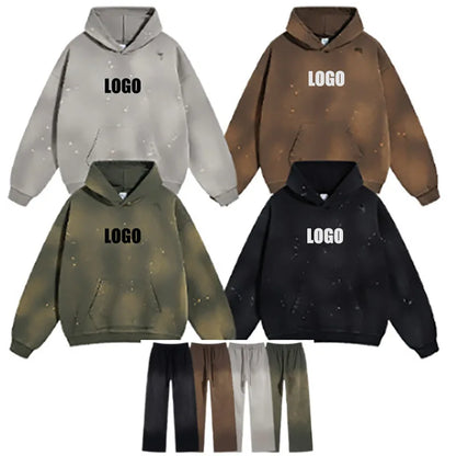 Custom LOGO2024 autumn and winter 450g cotton polyester terry old men's and women's street suits oversize loose washing hoodie