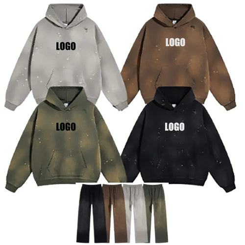 Custom LOGO2024 autumn and winter 450g cotton polyester terry old men's and women's street suits oversize loose washing hoodie