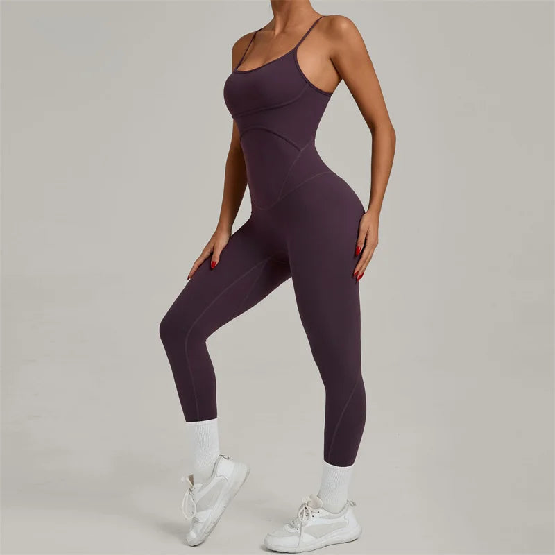 TRY TO BN Sports Jumpsuit Yoga Cross Adjustable Shoulder Straps Fitness Workout Bodysuit One Piece Sportswear Gym Women Clothing