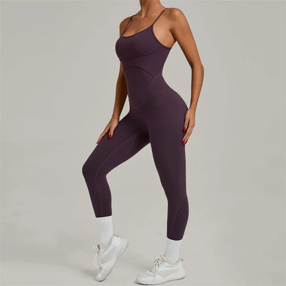 TRY TO BN Sports Jumpsuit Yoga Cross Adjustable Shoulder Straps Fitness Workout Bodysuit One Piece Sportswear Gym Women Clothing