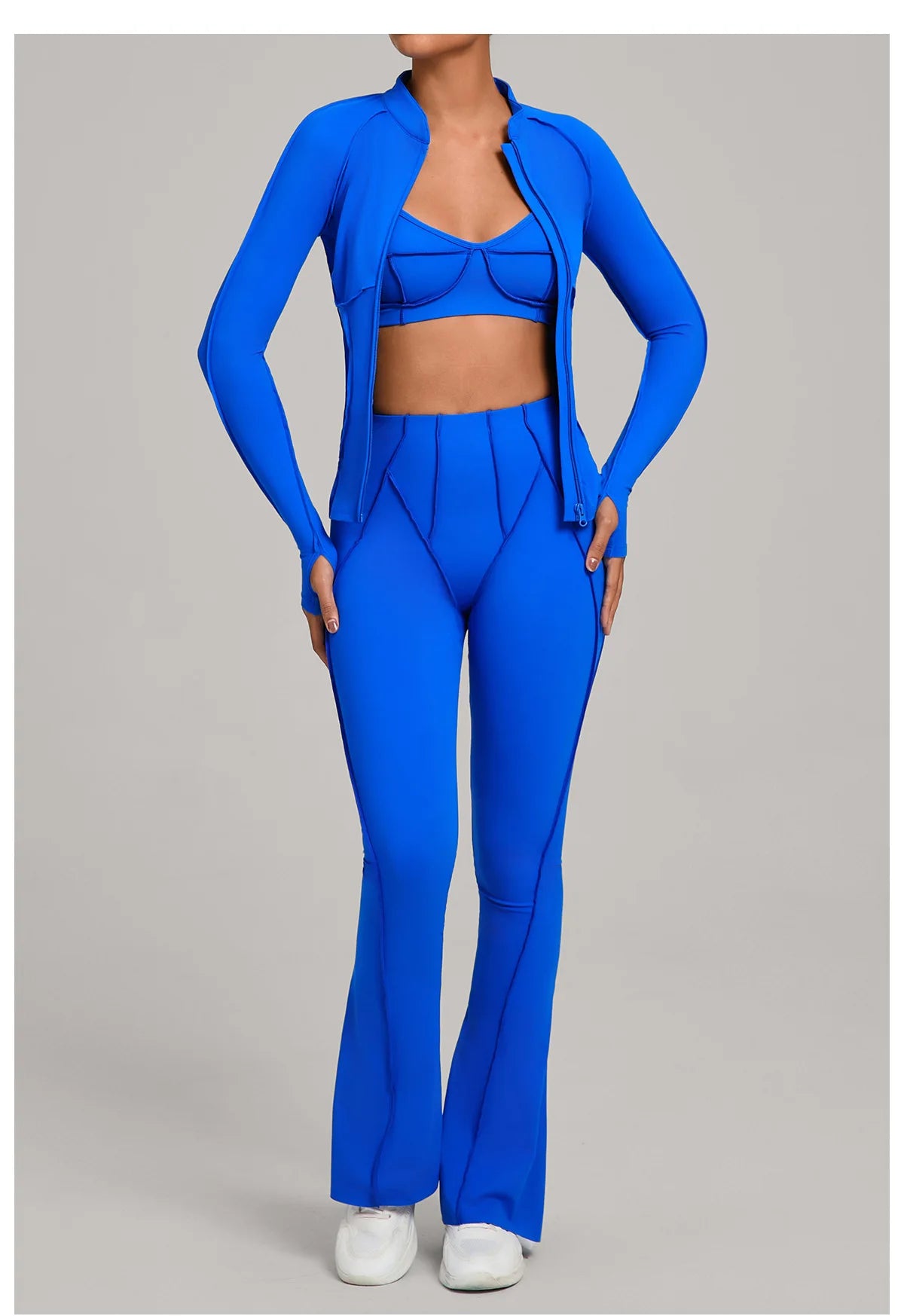 SWELTERING 3PCS Women's Yoga Suit Gym Fitness Set Sports Wear Yoga Tracksuit Running Workout Set Female Push Up Athletic Wear