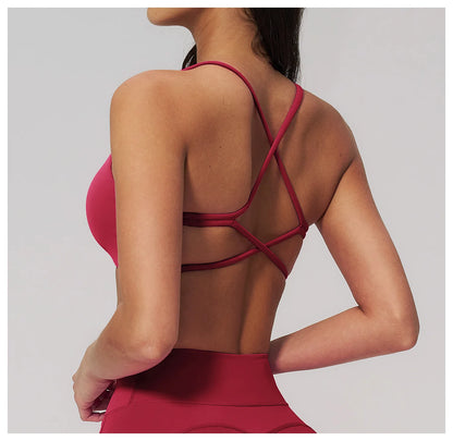 Women Cross Back Sports Underwear Breathable Yoga Bra Shockproof Fitness Top Gym Workout Underwear Female Sports Yoga Crop Top
