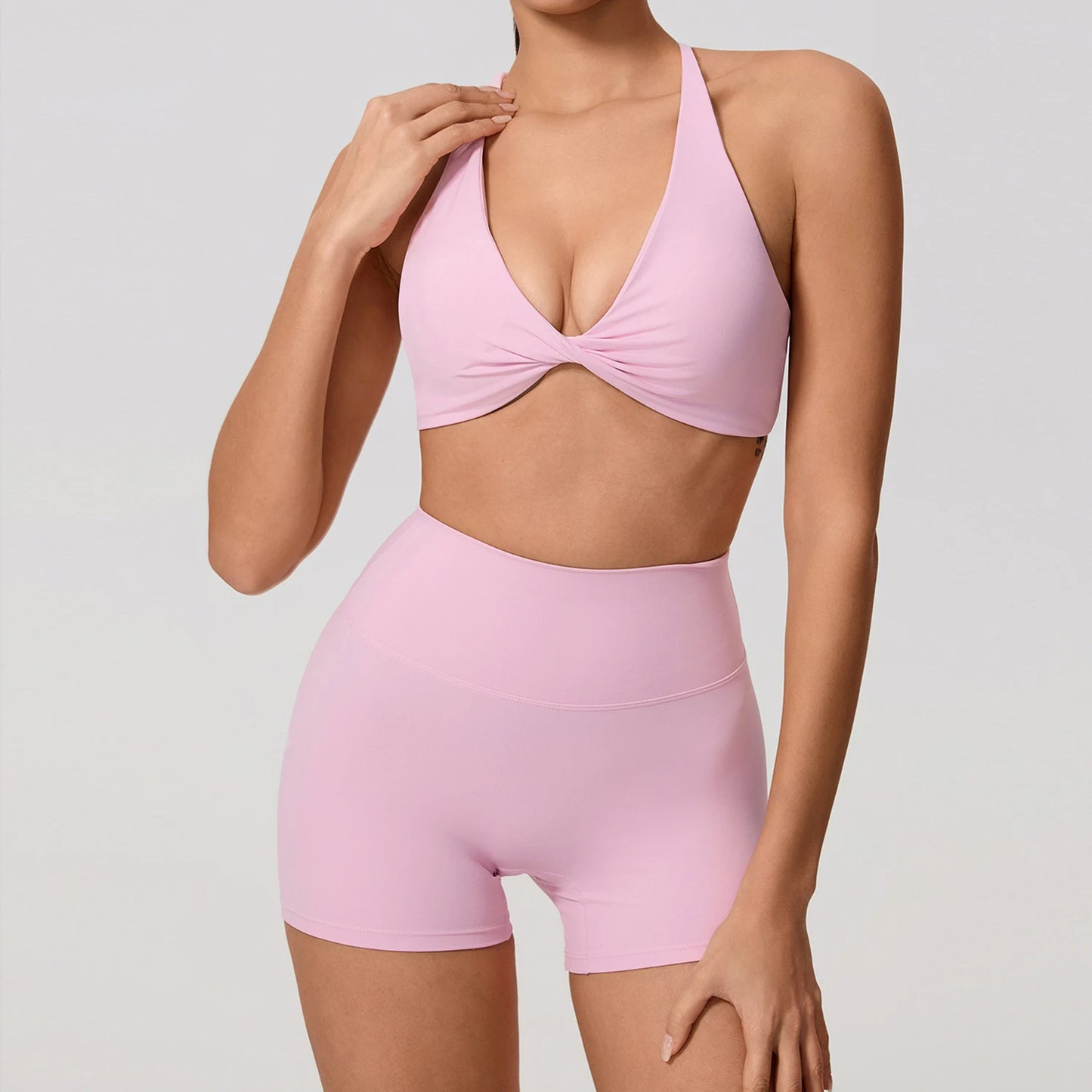 New Summer 2Pcs Women's Quick-Dry Sports Set V-Shaped Bra Female Sleeveless Yoga Outfit Gym Two-Piece Woman Sport Clothes
