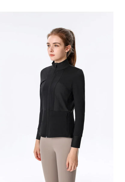 New Autumn SeasonsYoga Wear Women's Running Sportswear Tops Zip Up Sweatshirt Workout Fitness Clothes Cardigan Slim Tight Jacket