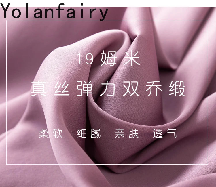 YOLANFAIRY 19momme 93% Mulberry Silk Spaghetti Strap Dress for Women Elegant Mid-length Sexy Real Silk Summer Dresses Woman 원피스