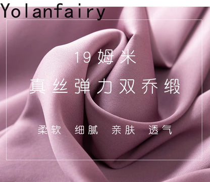 YOLANFAIRY 19momme 93% Mulberry Silk Spaghetti Strap Dress for Women Elegant Mid-length Sexy Real Silk Summer Dresses Woman 원피스