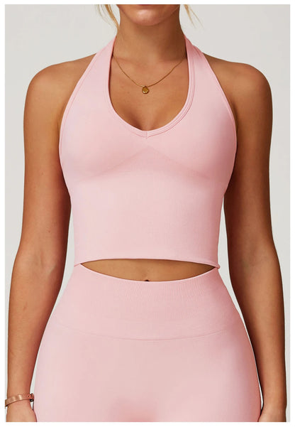Sexy Seamless Sports Bras Halter Yoga Bra Women Fitness Gym Top Shockproof Running Workout Fast Dry Underwear Female Yoga Vest