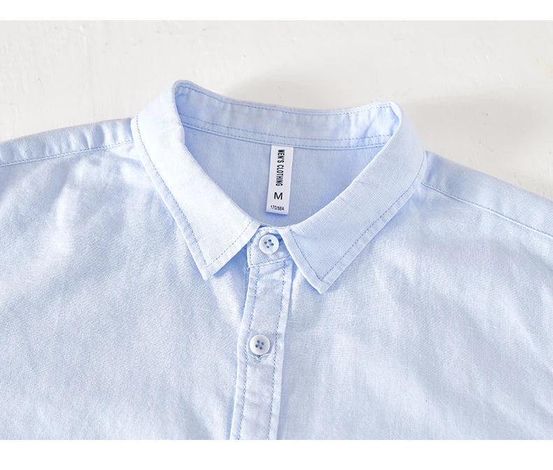 Summer Linen Cotton Men's POLO Collar Shirt Casual Business Short Sleeved Cardigan Fashion Loose Breathable Comfortable T-shirt