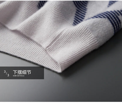 Men's Autumn Winter New 100% Cashmere O-Neck Sweater Fashion Knitted Jacquard Pullover Top Color blocked Thickened Men's Wear