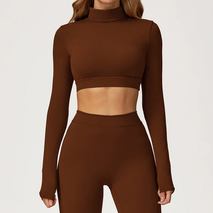 Female Gym Workout Shirts Yoga T-Shirt Fitness Long Sleeve Breathable High Elastic Crop Top Running Push Up Sports T-Shirt
