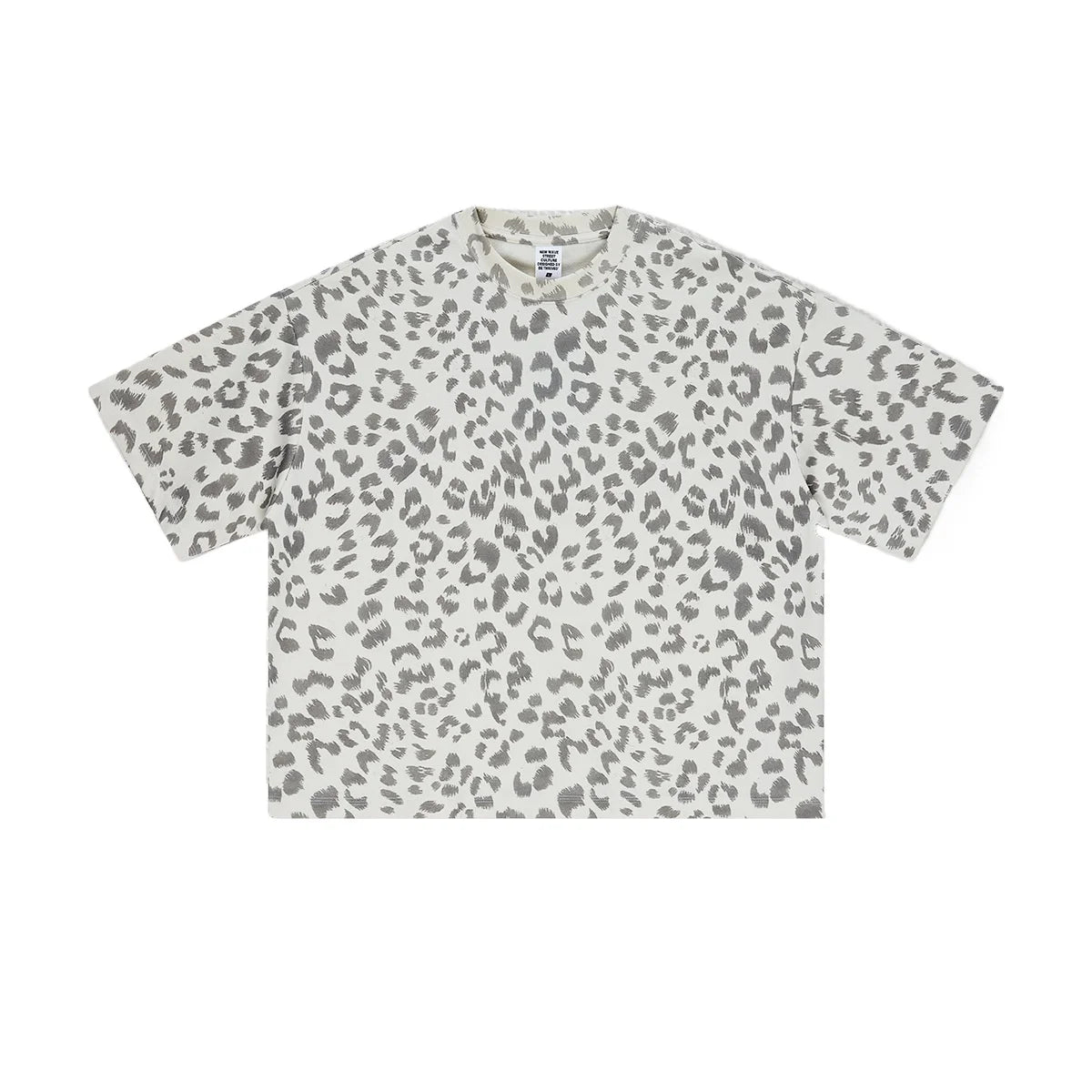 Custom LOGO men's new summer 240G cotton polyester American retro BOXY leopard print short-sleeved T-shirt casual loose top