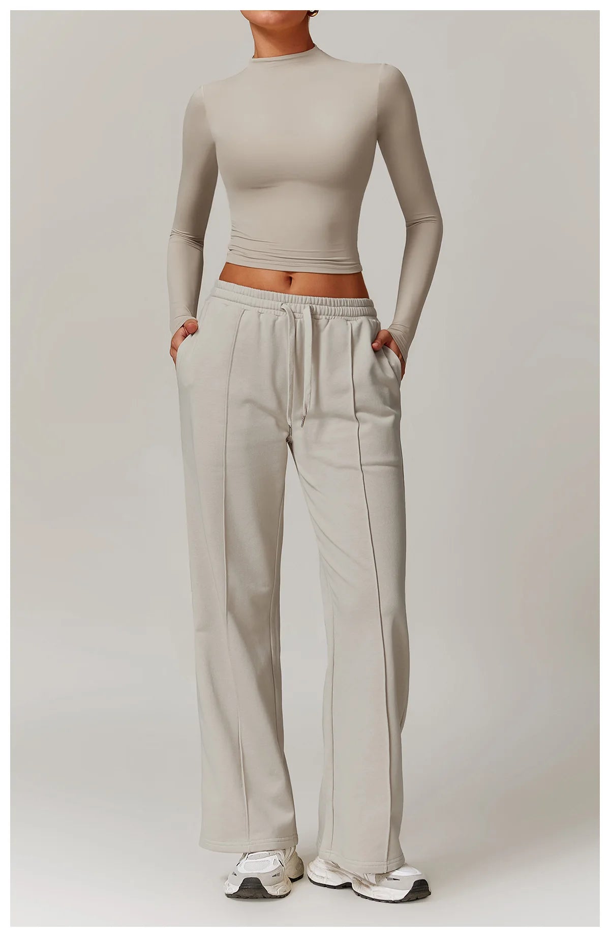 Hearuisavy Winter Pocket High Waist Jogger Sports Pants Female Fitness Gym Pants Casual Loose Sweatpants Wide Leg Trousers