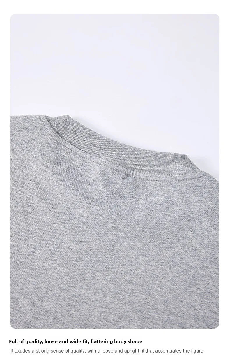 Custom LOGO Men's 240G Cotton Polyester American Cool Short Width Boxyfit Loose Short Sleeve T-Shirt Casual Top