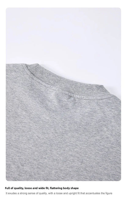 Custom LOGO Men's 240G Cotton Polyester American Cool Short Width Boxyfit Loose Short Sleeve T-Shirt Casual Top