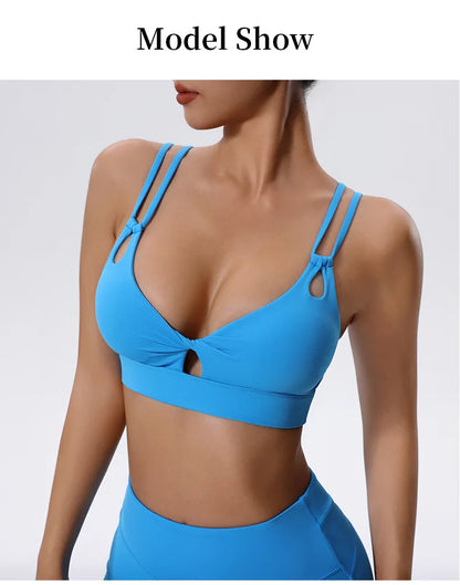 Women Fitness Sports Bra Sexy Top Gym Yoga Bra  Athletic Back Cutout Cross Tight Gym Push Up Workout Soft With Chest Pad
