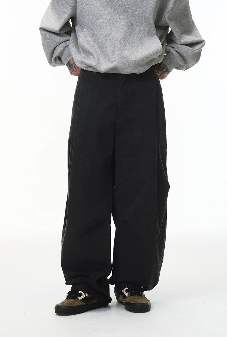 Custom LOGO men's clothing 98% cotton pleated tooling wide-leg pants autumn new loose casual men's trousers