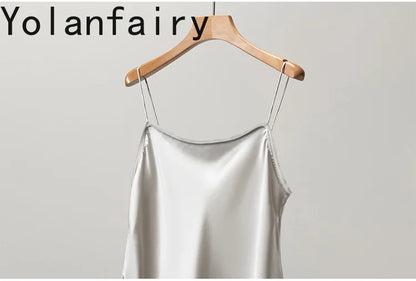 YOLANFAIRY 93% Real Mulberry Silk Camis Woman Clothing 2026 High Quality Silk Satin Tops Women's Tanks Top Sleeveless Basicwear