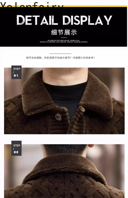 YOLANFAIRY New Sheep Shearing Jacket Men Winter 2025 Double-sided Wear 100% Wool Coat Man Clothing Short Men's Jackets chaqueta